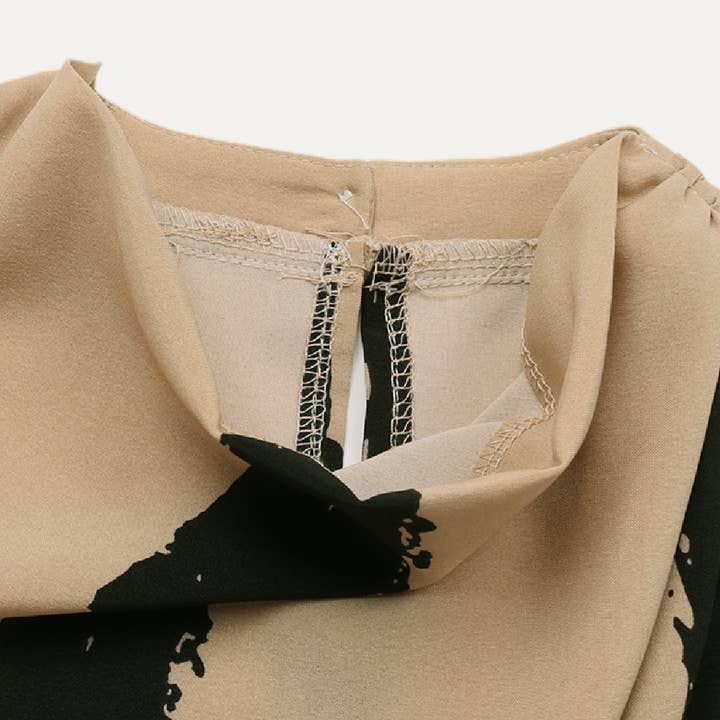 KHAKI Chic Soft Print Mock Neck Sleeveless Top for wholesale on Faire