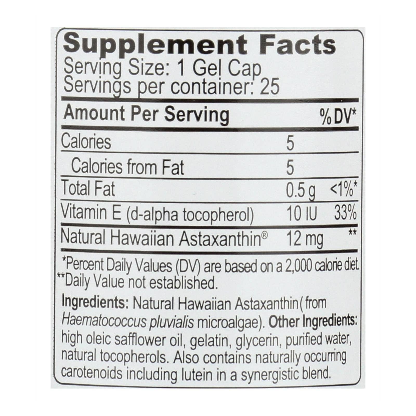 Everyday Supply Co - Wholesale Oral Supplement/Vitamin - BioAstin Hawaiian Astaxanthin 12mg - 25 Gel Caps2