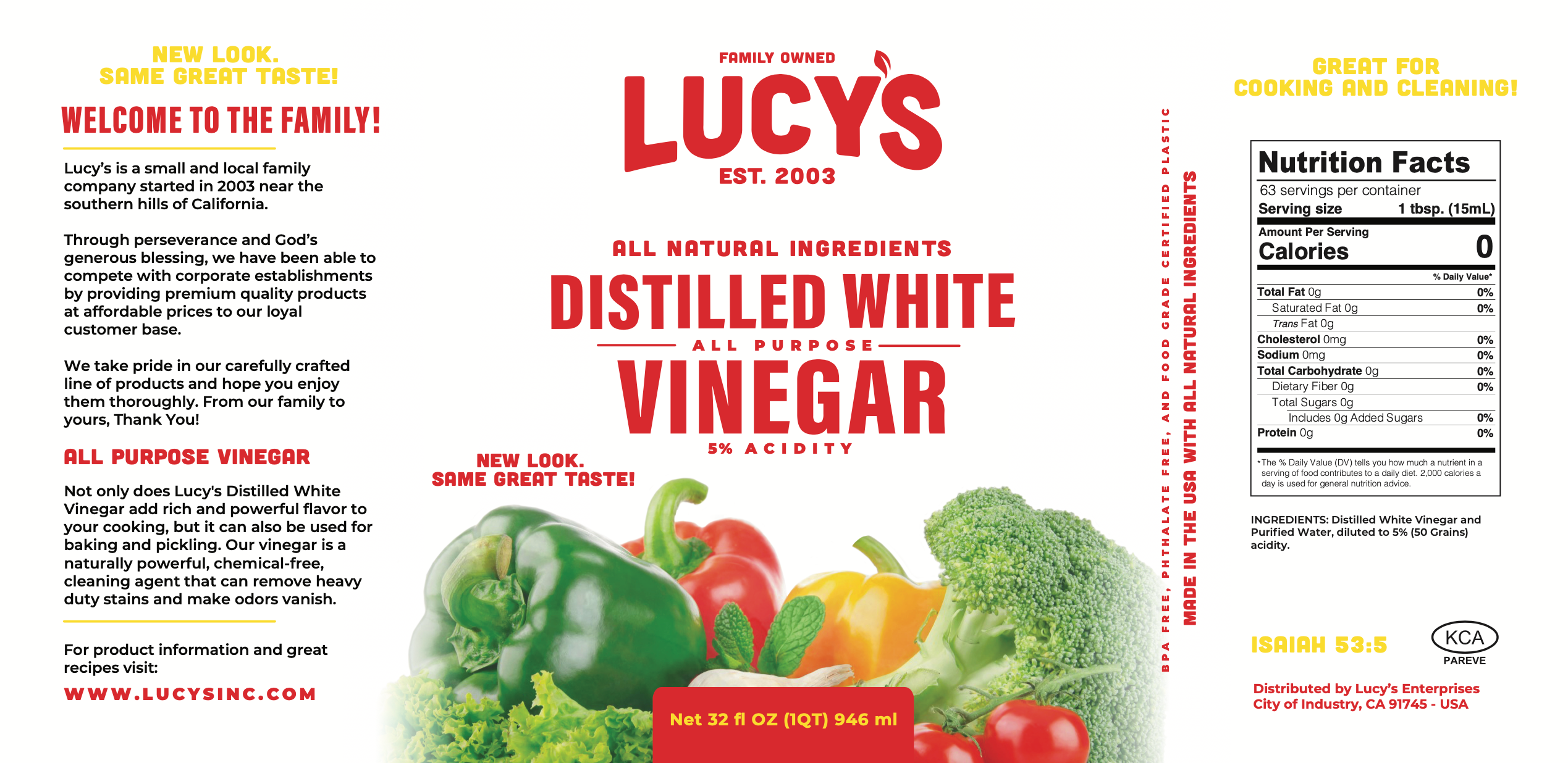 Lucy's - Wholesale Vinegar - Lucy's Family Owned - Natural White Vinegar 32oz.4