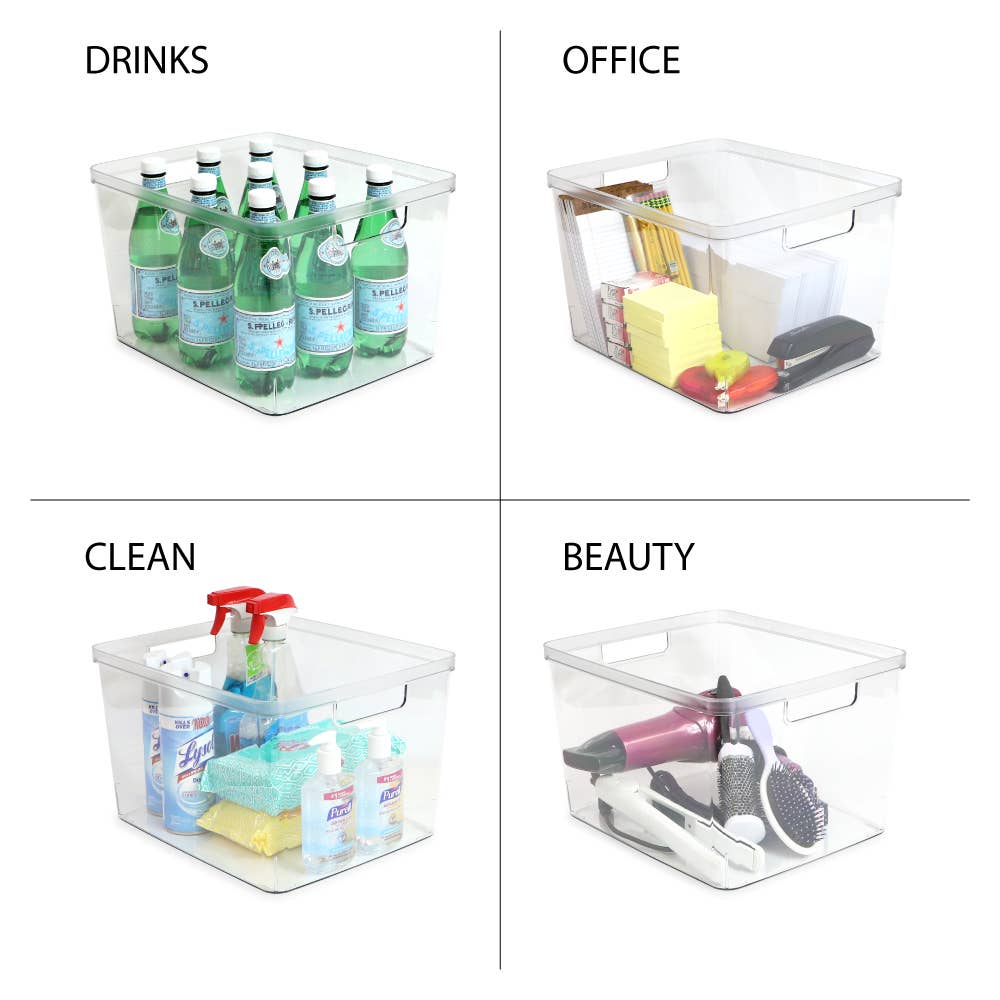 Isaac Jacobs International - Wholesale Storage Bin - Isaac Jacobs Clear Plastic Storage Bins w/Cutout Handles5