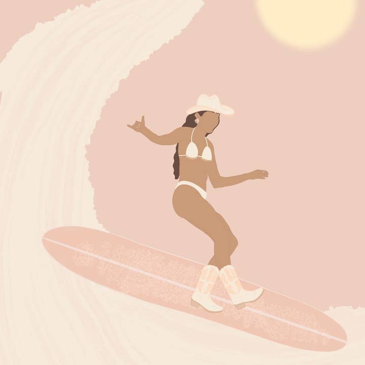 Surf Cowboy - Wholesale Art Print - Surf Cowgirl Art Print| Surf Wall Art Prints | Beach Prints1