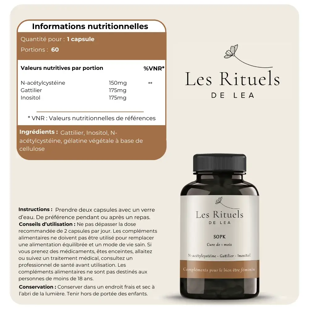 Les Rituels de Léa - Vendita all'ingrosso Vitamine/integratori orali - PCOS - N-acetilcisteina, Omega-3, Inositolo e Agnocasto3