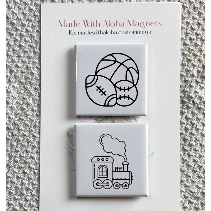 Sports & Train Coloring Magnet Set - Kids Coloring Craft for wholesale by Made With Aloha Magnets,llc