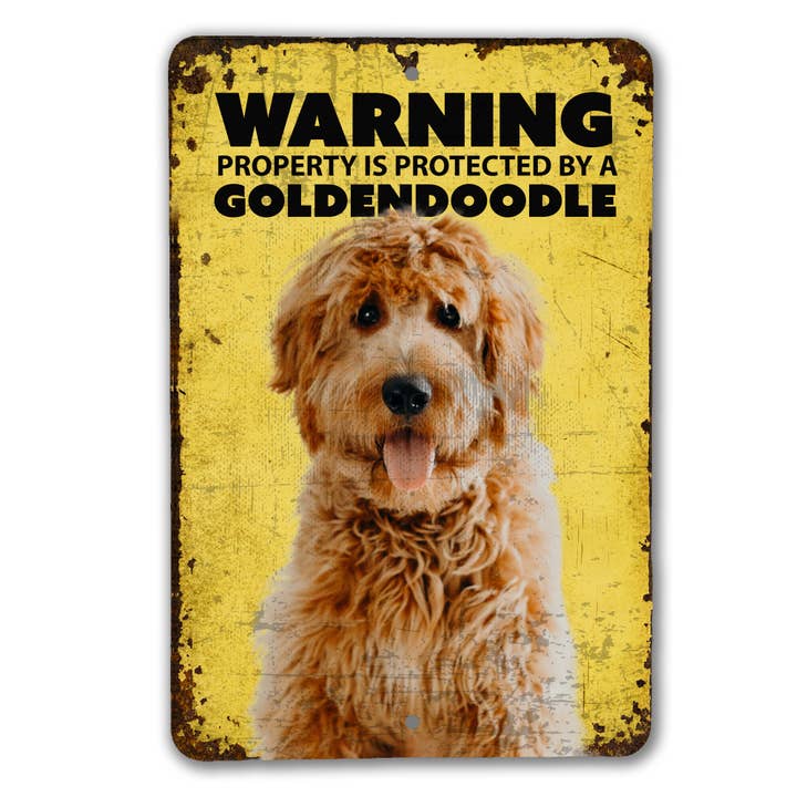 Warning Goldendoodle Sign for wholesale by Real Cool Stickers & Stuff