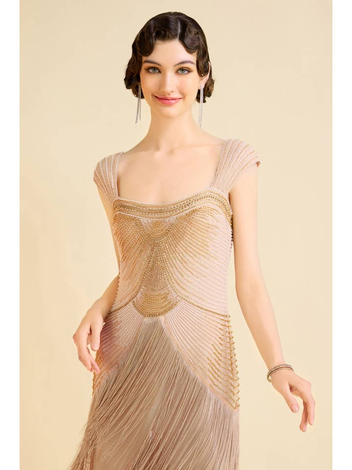 BABEYOND - Wholesale Gown - Women's - Graceful Gradient Bead Fringe Evening Gown5
