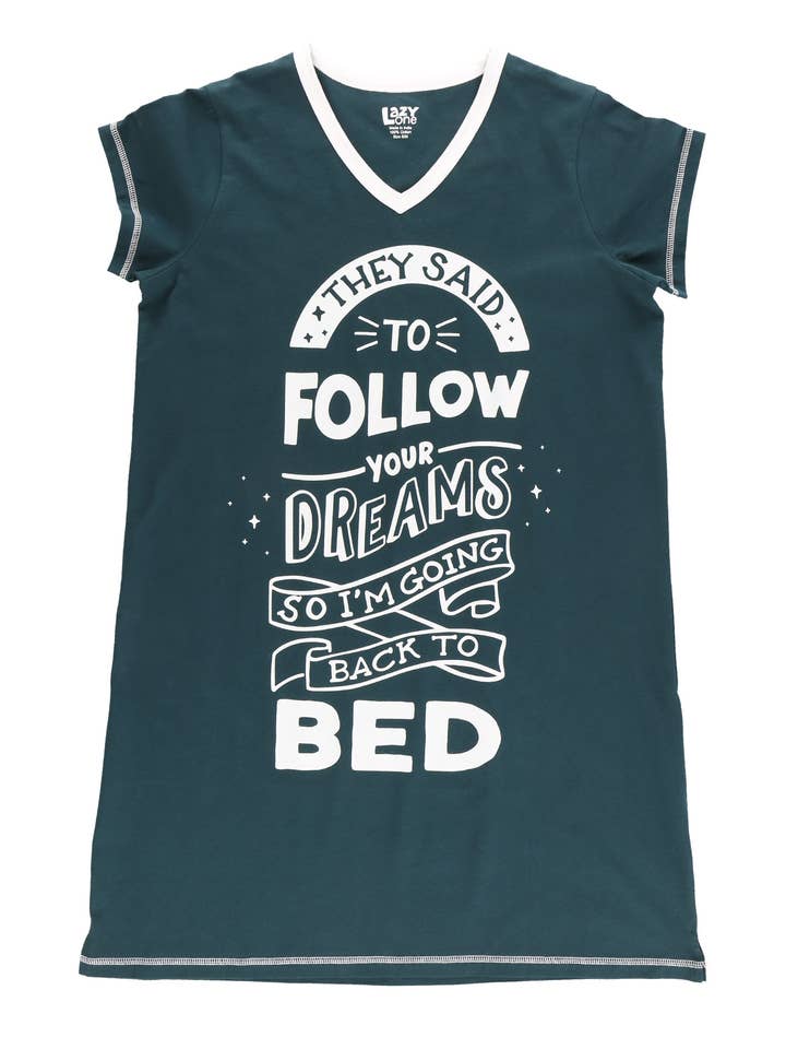 Follow To Bed V-Neck Nightshirt for wholesale by Lazy One