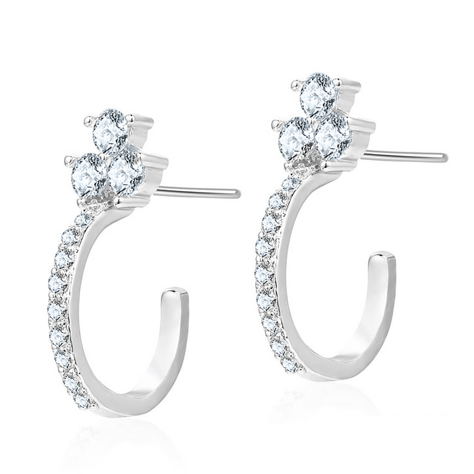 Laudic Co – wholesale Hoop earrings – Cubic Zirconia Cluster Half Hoop Earrings0