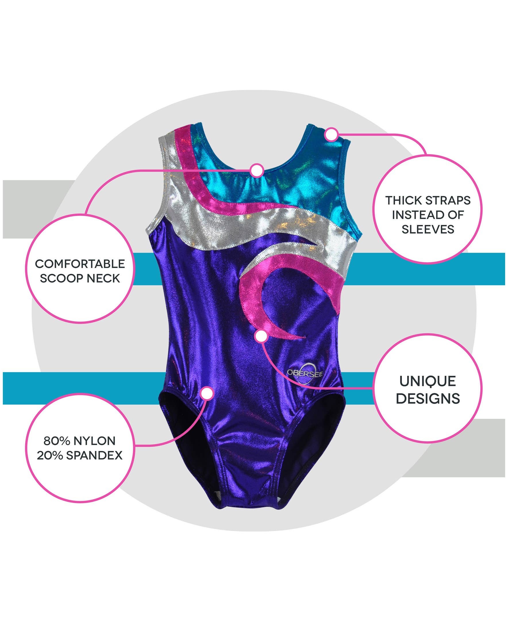 Obersee - Wholesale Leotard - Kids - Girl's Gymnastics Leotard - Swirl Purple3