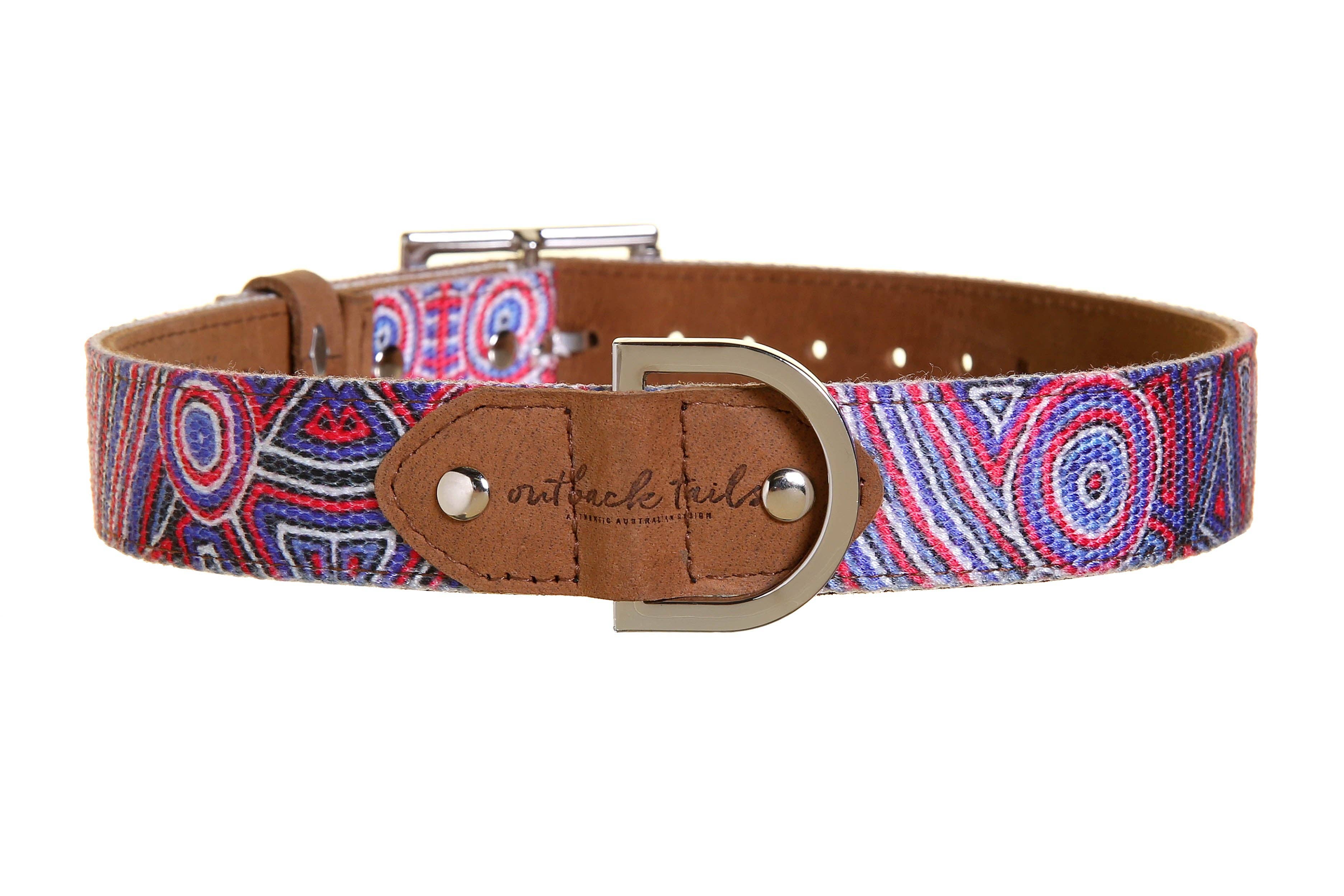 Outback Tails – wholesale Halsband - Hund – Läderhalsband för hund med Indigenous-konst "Digging For Truffles"