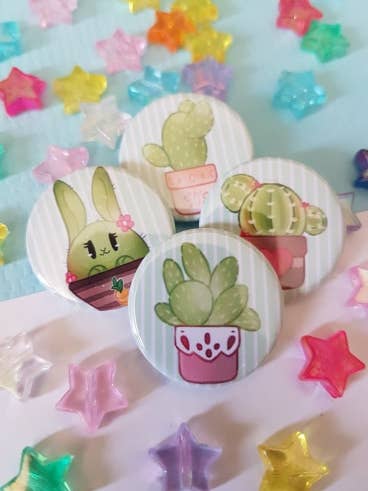 Cactus Badges for wholesale by Ellesdoodlebox