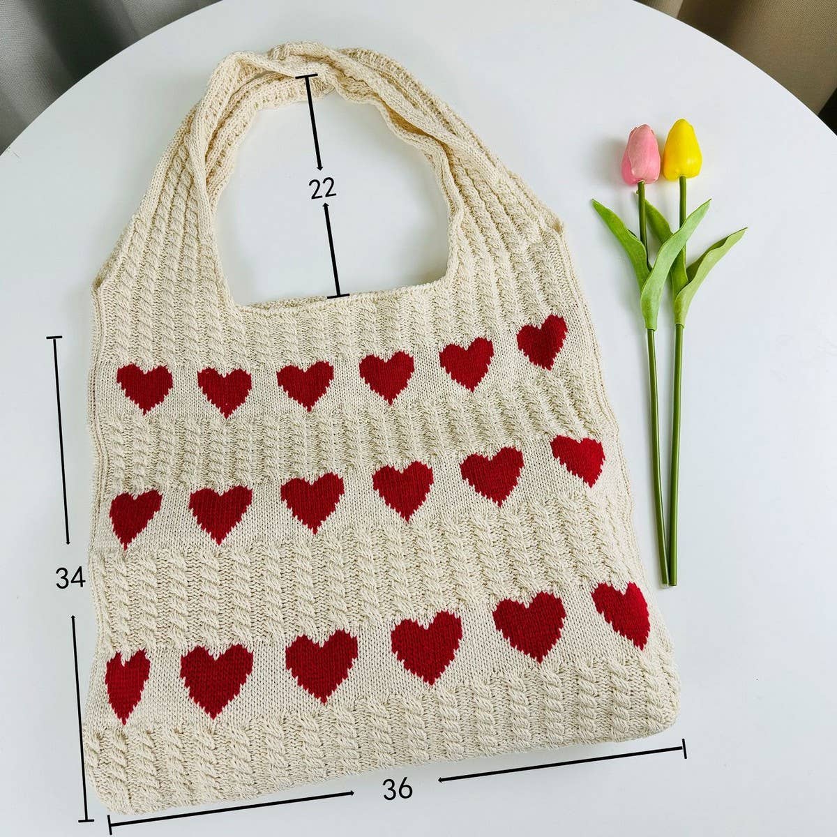 NINEXIS - Wholesale Tote Bag - Women's - CWAB4569_HEART PATTERN KNITTED LARGE CAPACITY TOTE BAG24
