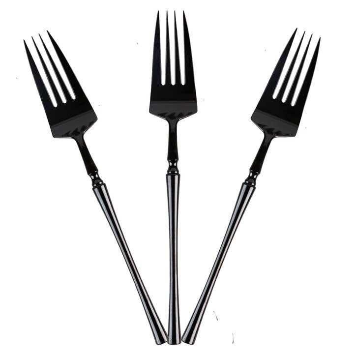 EcoQuality - Vendita all'ingrosso Set di posate - Forchette da tavola in plastica Black Infinity Flatware Collection