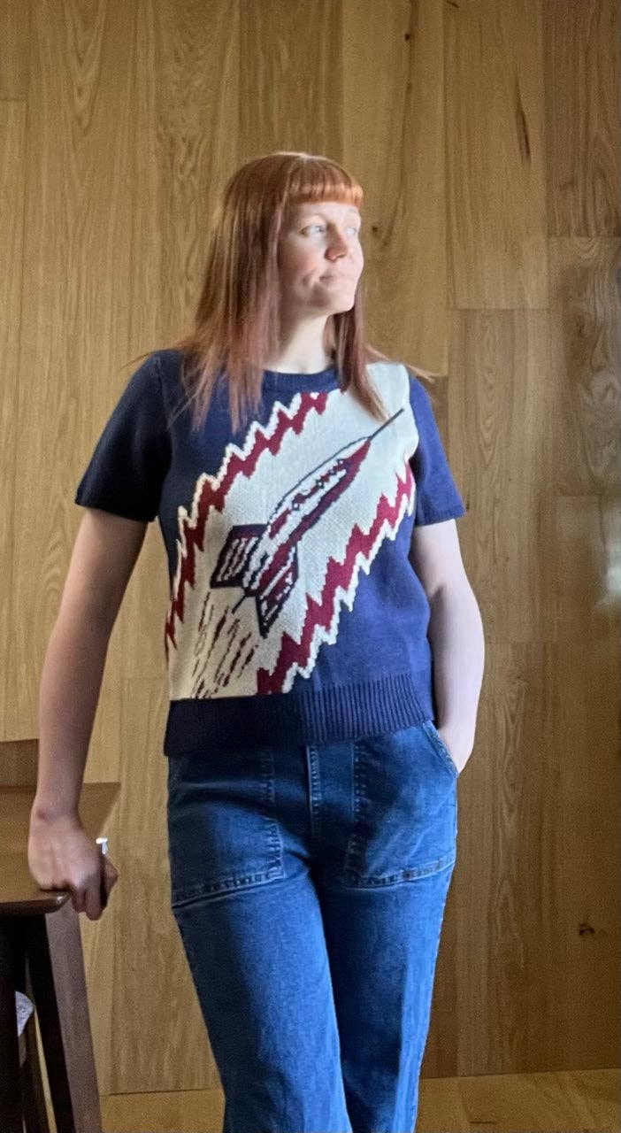 Astro Bettie - Wholesale Knit Sweater - Women's - To the Moon Rocket Sweater - Navy3