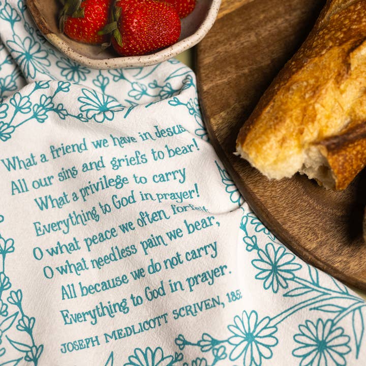 Little Things Studio - Wholesale Tea Towel - What A Friend Hymn Tea Towel — 24"x20"