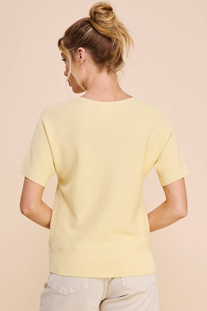 Allie Rose - Vente Haut en maille – femme - Haut en tricot doux à texture mini-chevron2