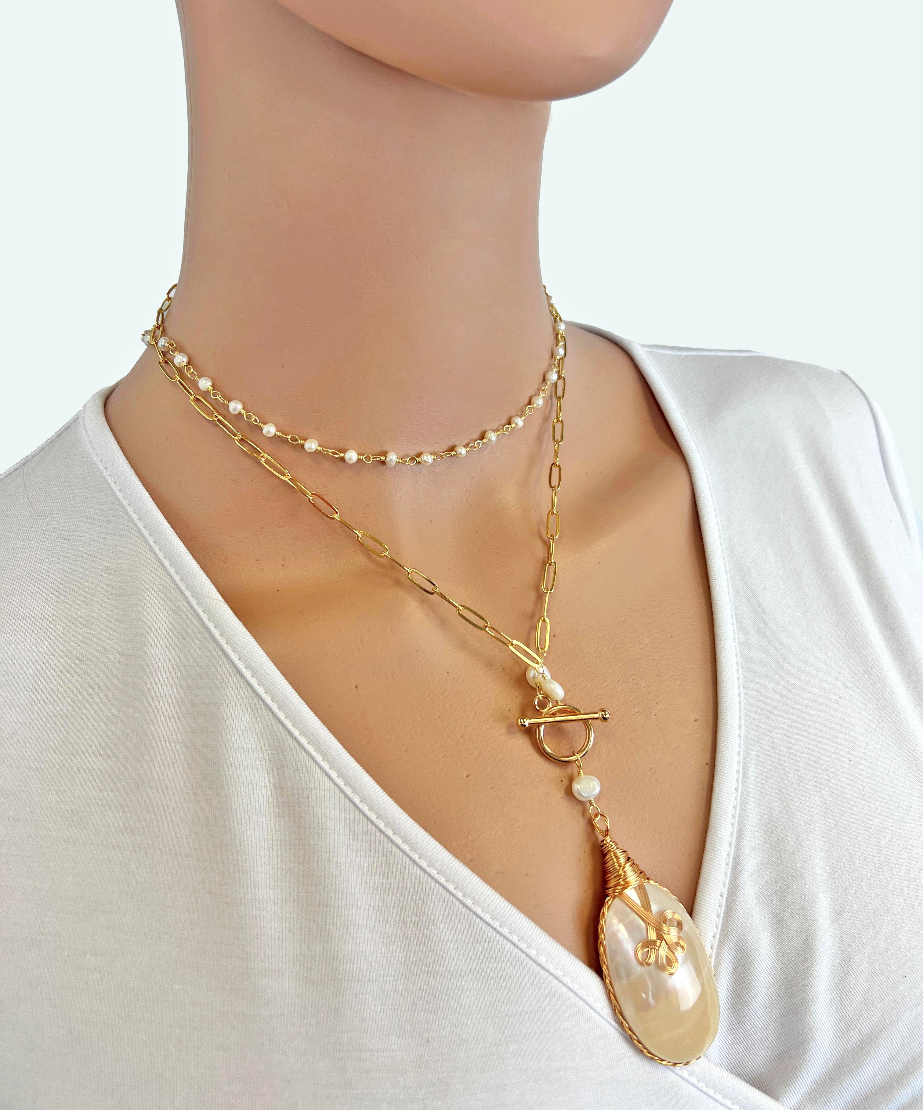 IST Jewelry – Colar pingente/pendente por atacado – Pingente de pérola Mabe e colar de pérolas8