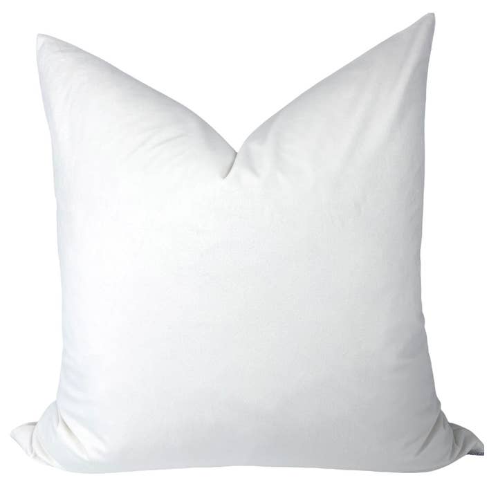 Pure White Velvet Pillow for wholesale by Visually Rich Home