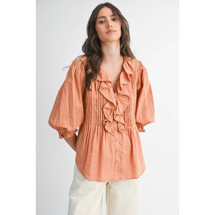 BLUSA COM FOLHO FLUIDO por atacado de Camellia