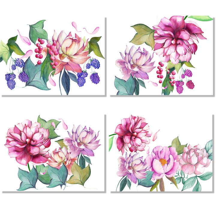 The Napking – wholesale Placemat – Set of 4 Peony Cotton Satin Placemats 100% Made in Italy