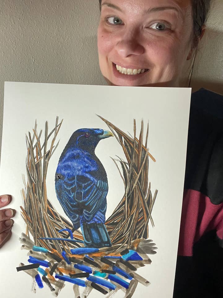 Samtlaubenvogel - Giclée-Druck für den Großhandel von Bird Art by KB