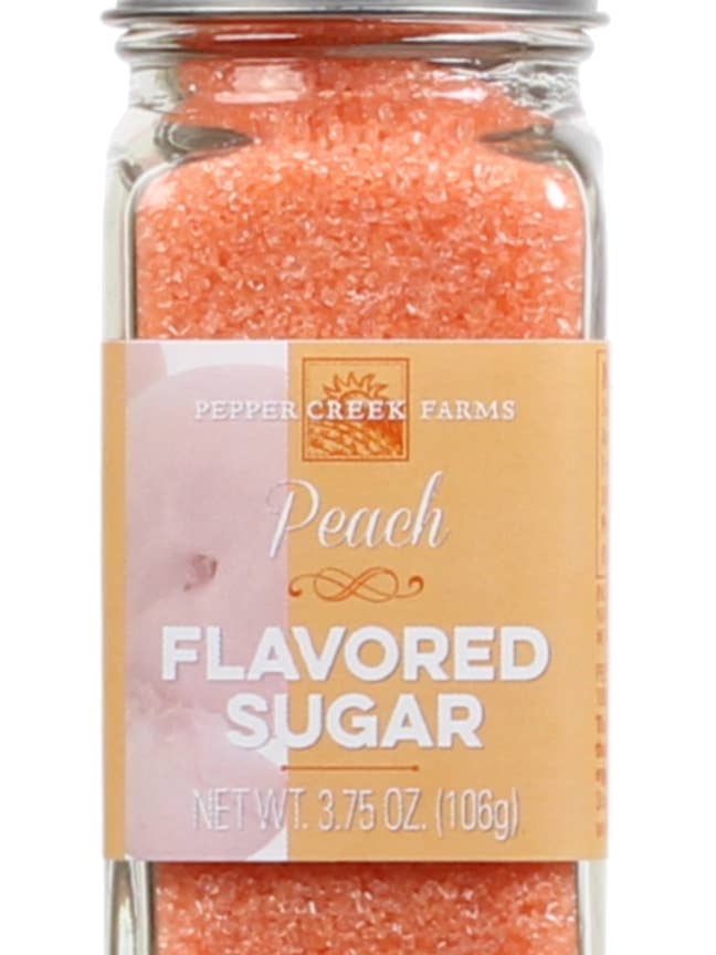 Peach Flavored Sugar 3.75 Oz. for wholesale by Pepper Creek Farms