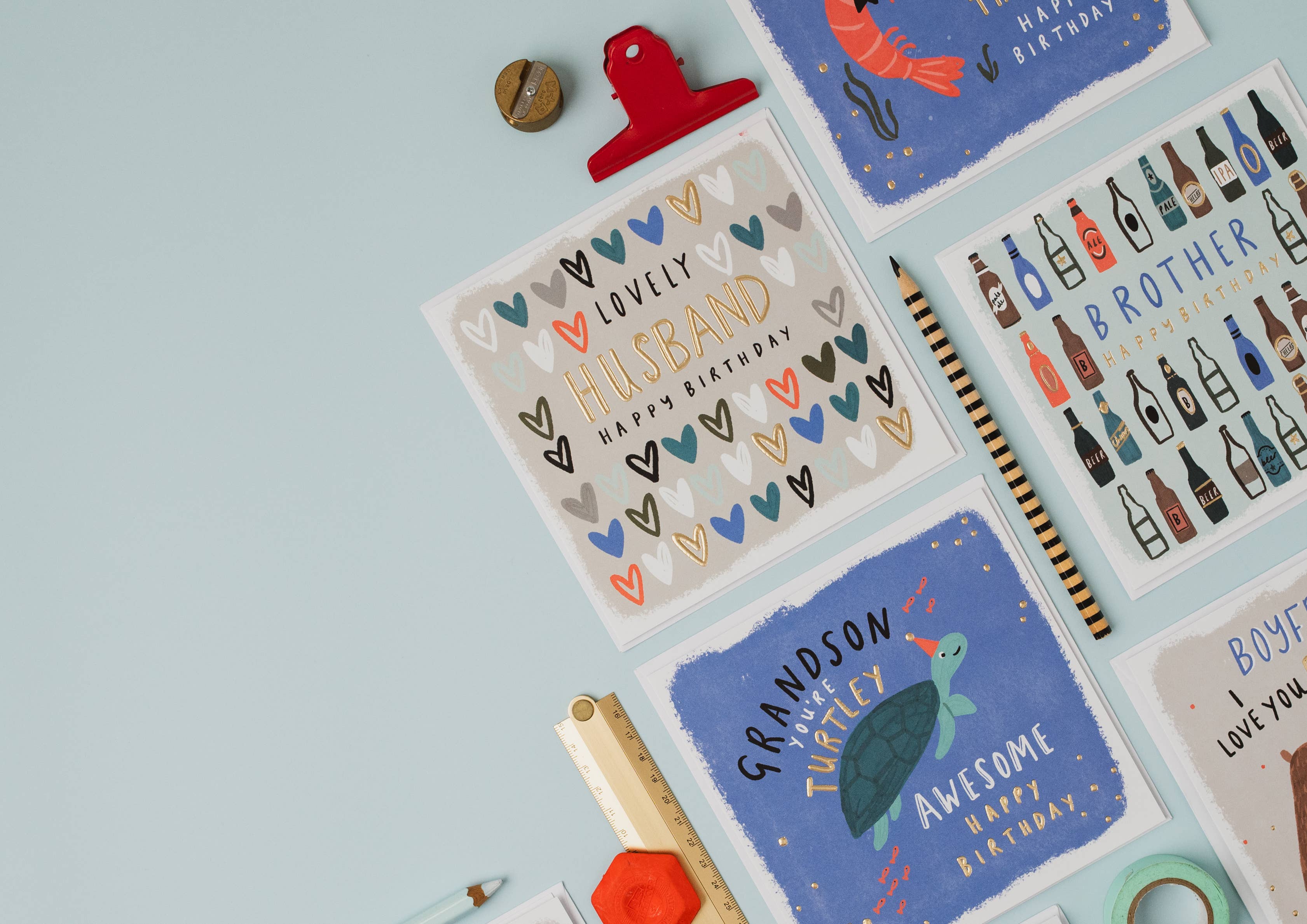 Hotchpotch - Vente Cartes d'anniversaire - Carte d'anniversaire pour mari en cobalt1