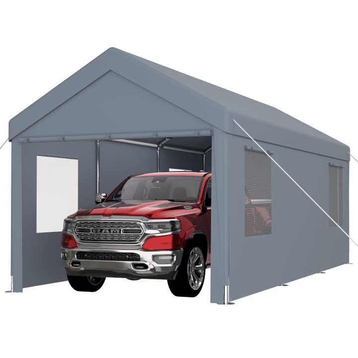 39F Inc. - Wholesale Tent - 10x20ft Heavy Duty Portable Carport Garage with Doors, Grey6
