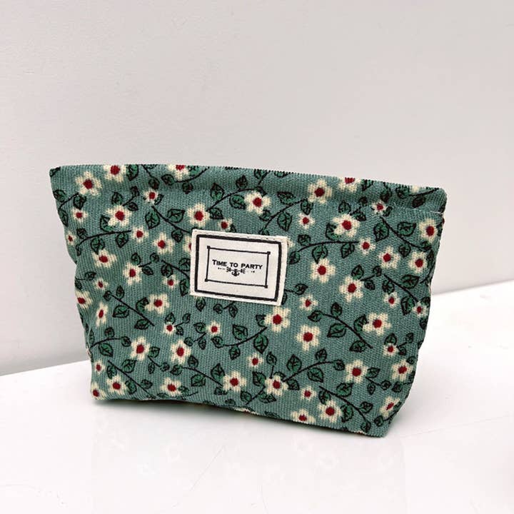 Funkyrel® Atzbranding Limited – wholesale Make-up/cosmetic bag – Cosbai - Small Floral Corduroy Cosmetic Bag