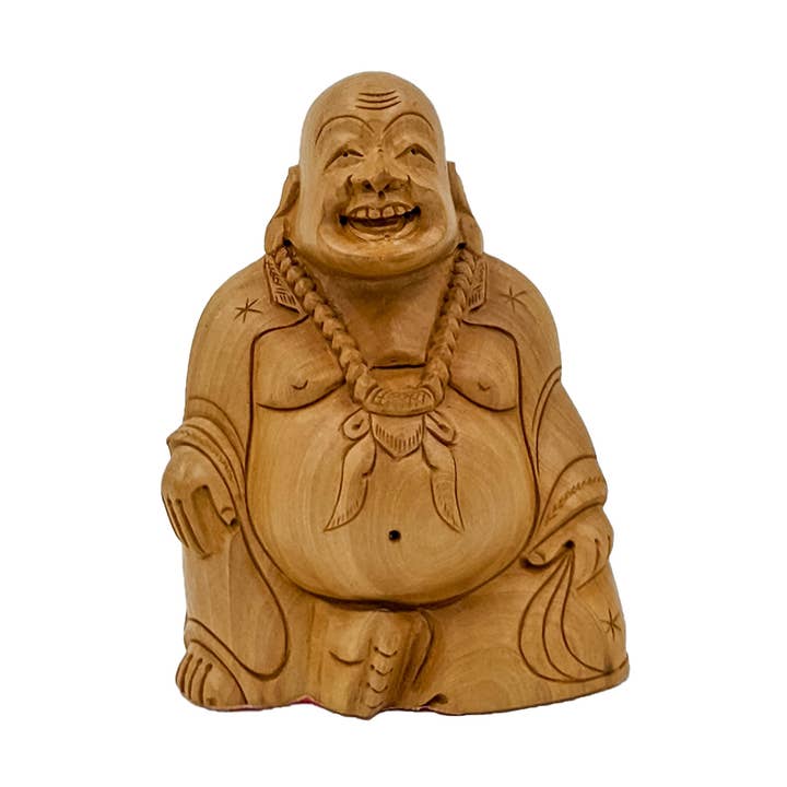 Om Shiv Holz Lachender Buddha für den Großhandel von Keeraft