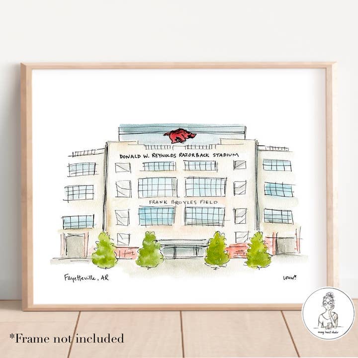 Fayetteville, Arkansas - College Stadium. Konsttryck för wholesale av Messy Heart Studio