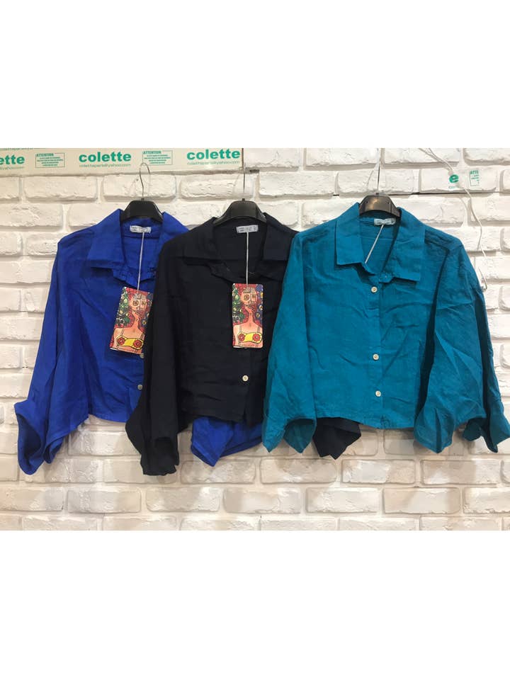 la maison des fibres naturelles - Wholesale Button Down Shirt - Women's - Linen crop shirt 83263 100% linen35