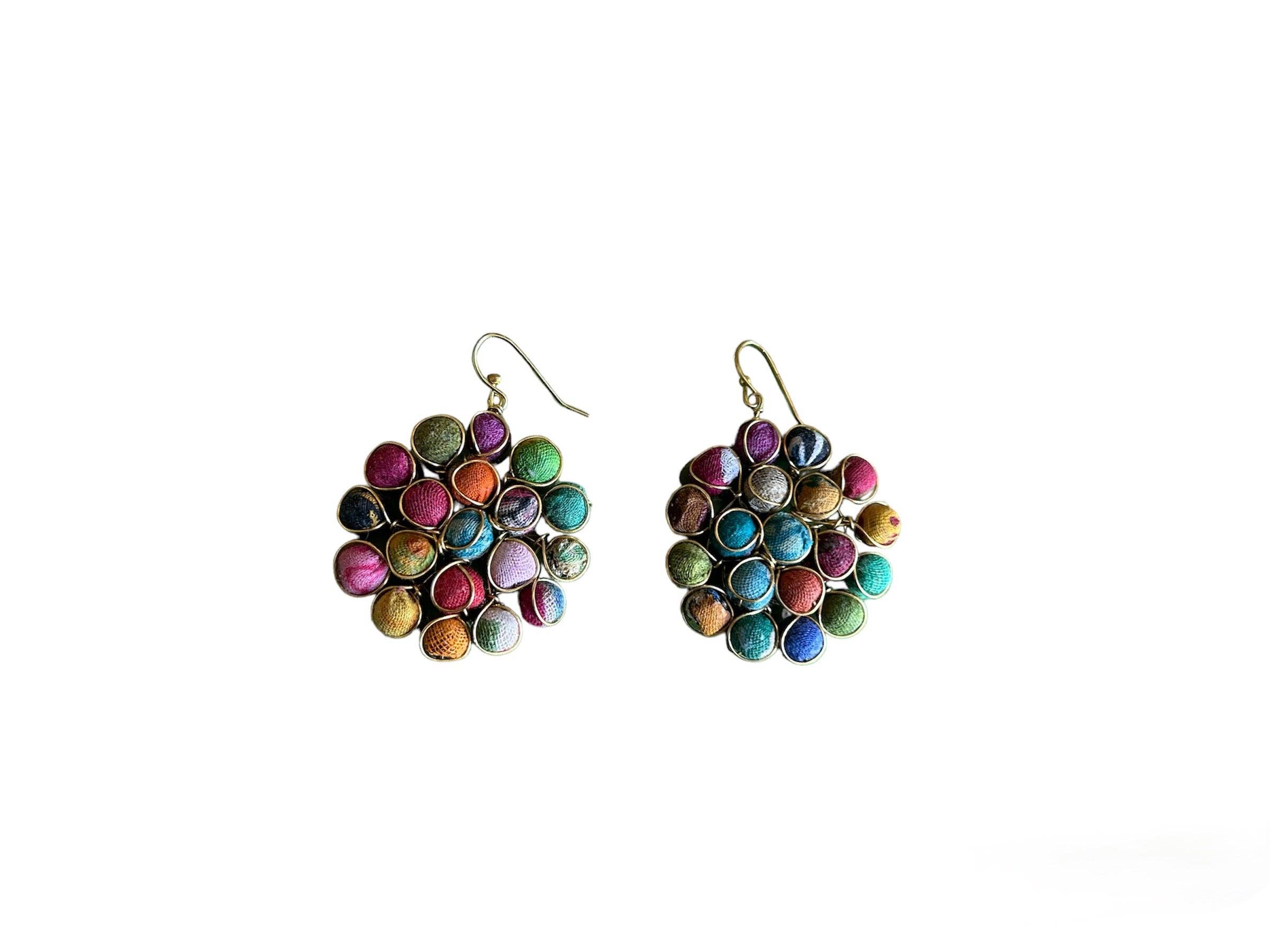 Hopes Unlimited - Wholesale Dangle Earrings - Bloom Burst Fabric Earrings2