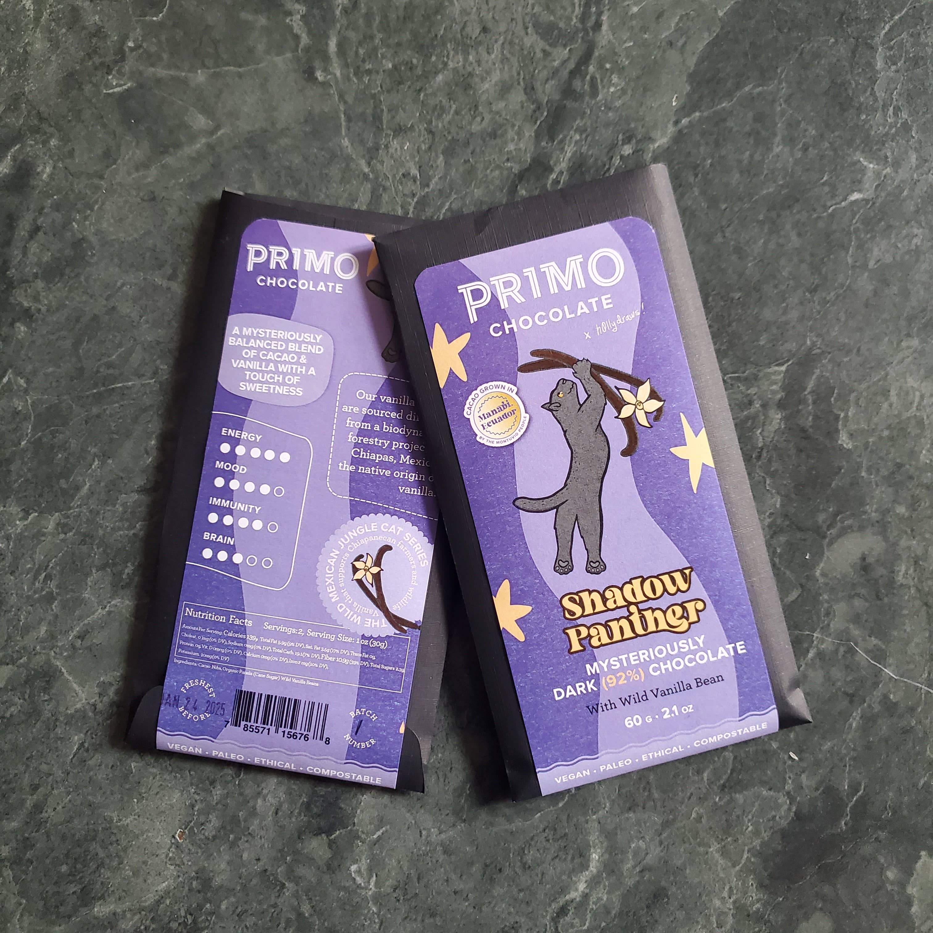 PRIMO BOTANICA CHOCOLATE - Wholesale Chocolate Bar - SHADOW PANTHER (Mysteriously Dark with Wild Vanilla)2