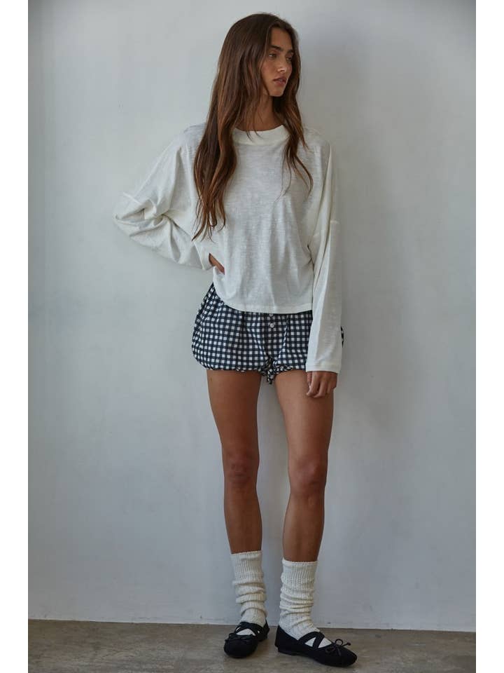 Off White L8748 | Knit Cotton Mock Neck Long Wide Sleeve Top for wholesale on Faire