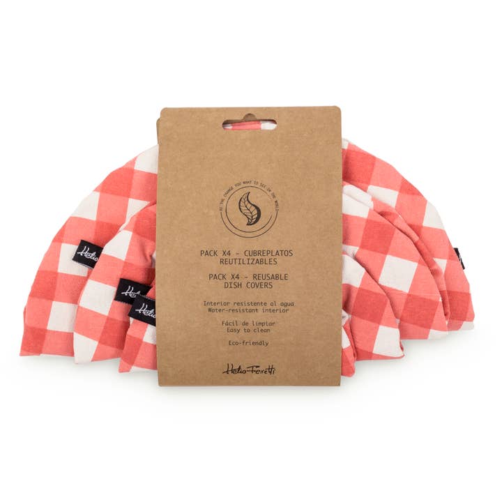 Helio Ferretti Co - Wholesale Food Storage Wrap/Bag - PACK 4 DISH COVER VICHY PRINTING HF