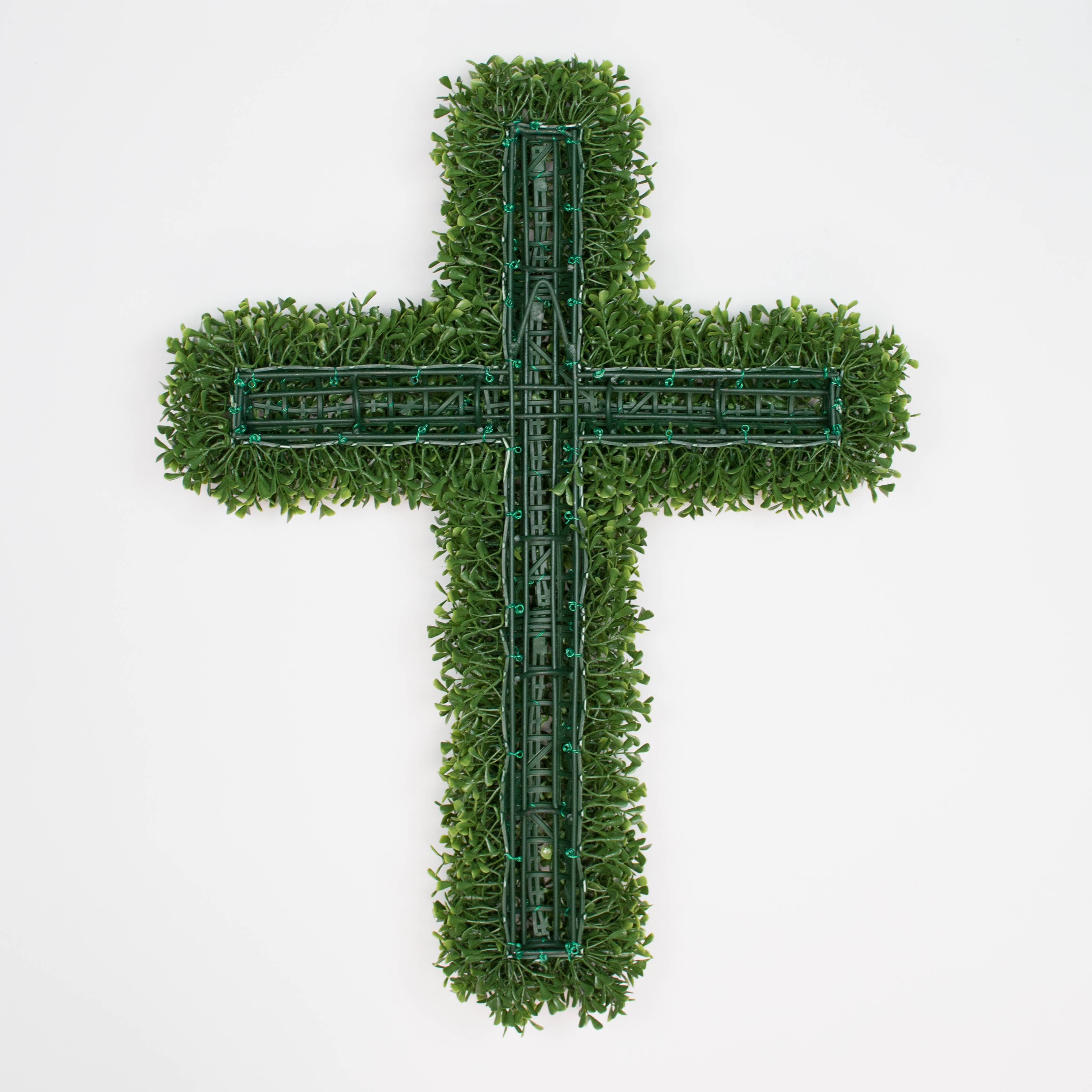 Mills Floral Company - Wholesale Wall Cross - Faux Boxwood Cross 26" X 18"1