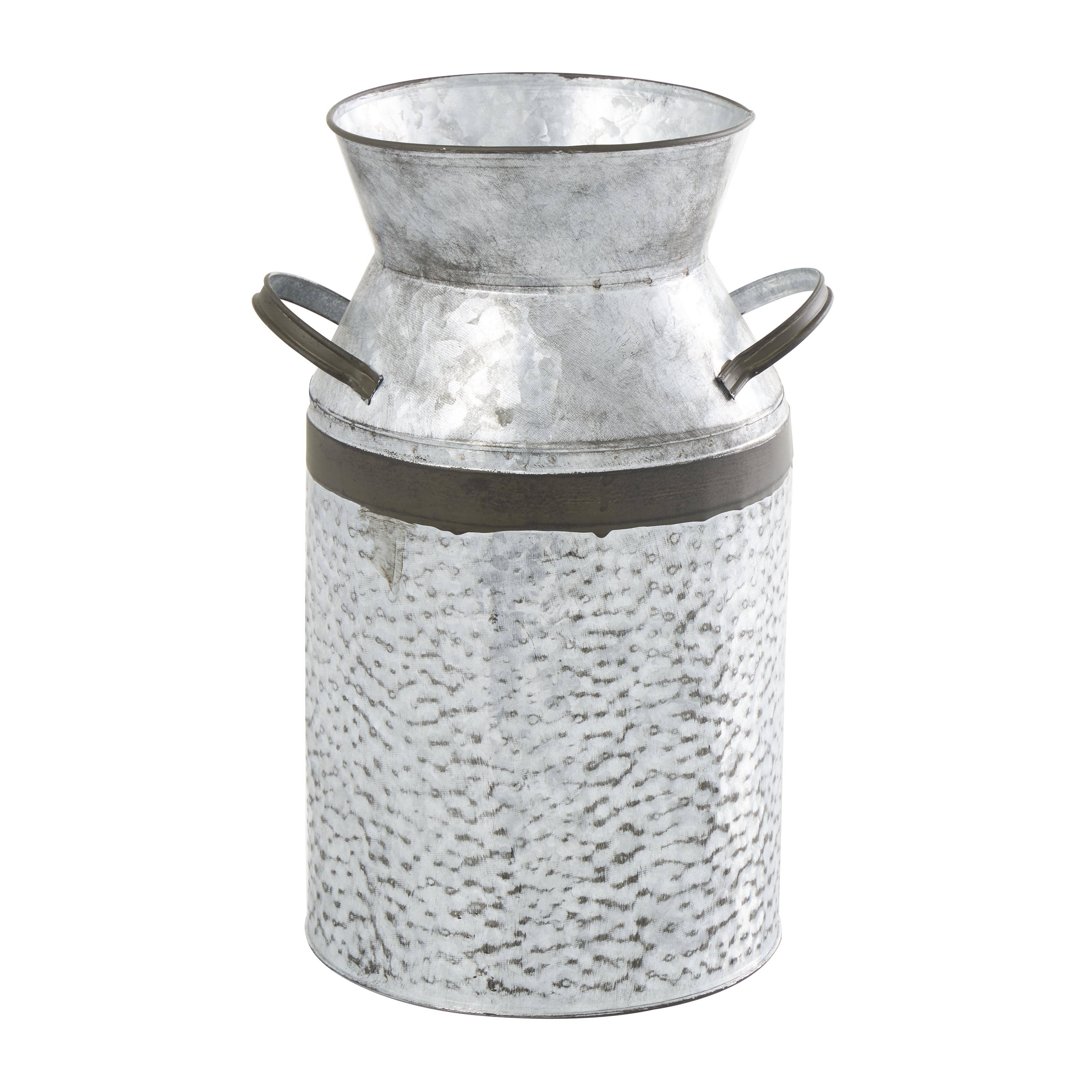 Import Corner - Wholesale Vase - A-93993: METAL GALVANIZED VASE 8"W, 12"H3