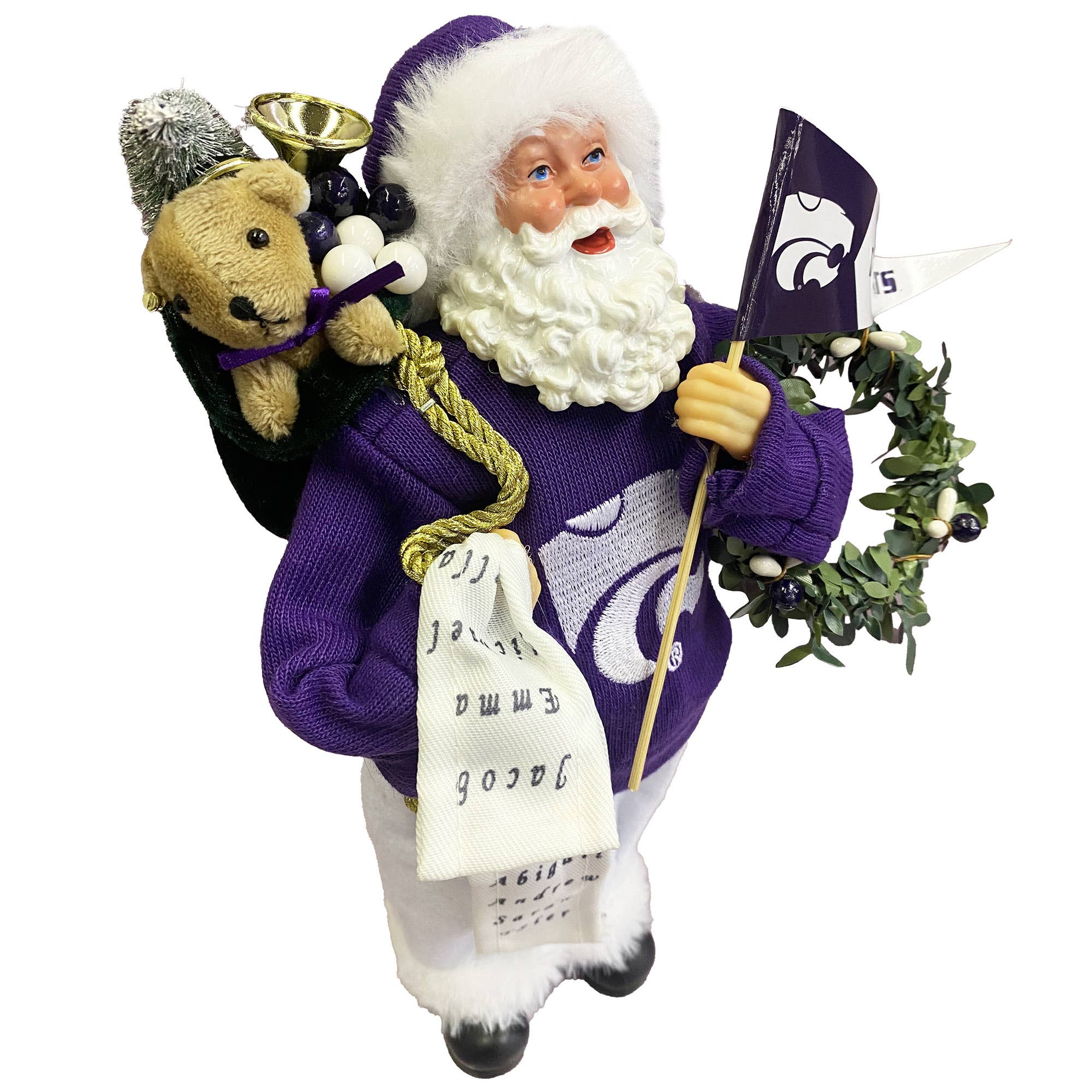 Santa’s Workshop Inc. - Wholesale Christmas Decoration - 12" Kansas State Proud Santa1