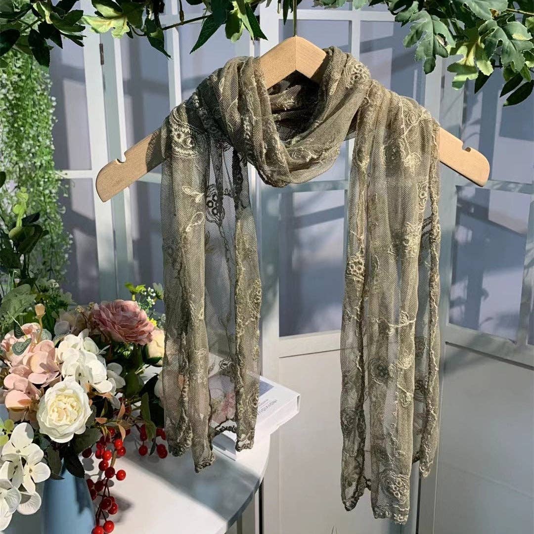 Funkyrel® Atzbranding Limited - Wholesale Scarf - Women's - Scravii - Embroidered Lace Small Shawl Scarf3