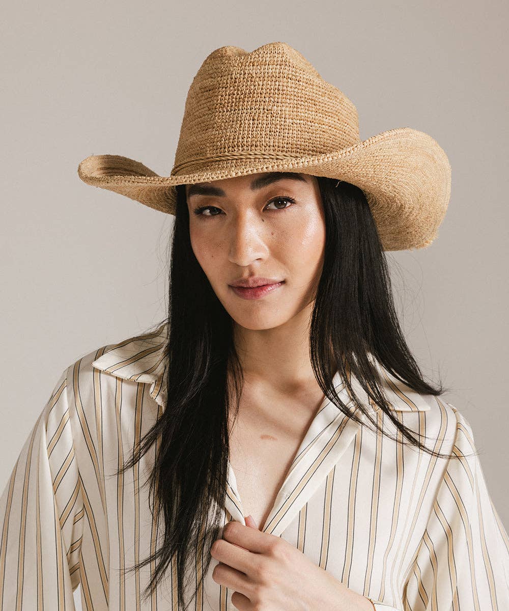 Naturel Chapeau de cowboy en paille pliable Ames en vente sur Faire1