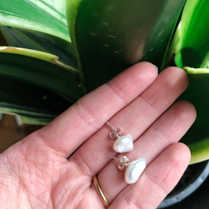 Little Earth Jewellery - Wholesale Stud/Post Earrings - Keshi Freshwater Pearl Stud Earrings4