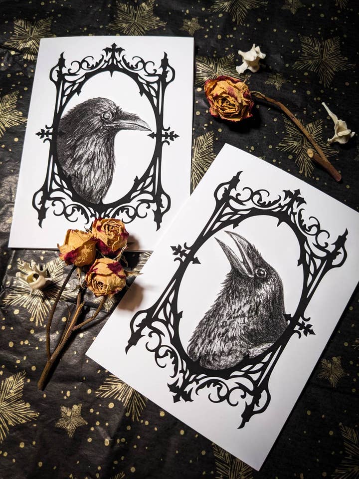 Carte d'Arte Corvid - Coppia Nera per la vendita all'ingrosso da parte di Studio Umbralux