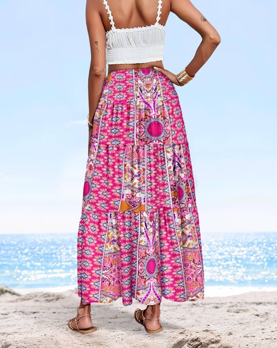 Rosa Clothing - Wholesale Skirt - Women's - Swing Style Bohemia Ethnic Floral maxi skirt13