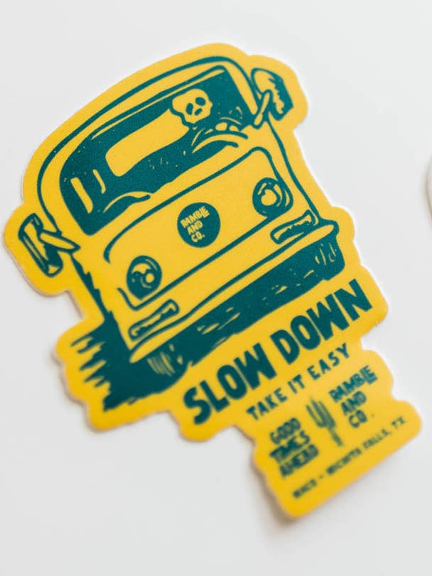 slow down look around moutar+bleu sarcelle | autocollant pour la vente par Ramble & Company