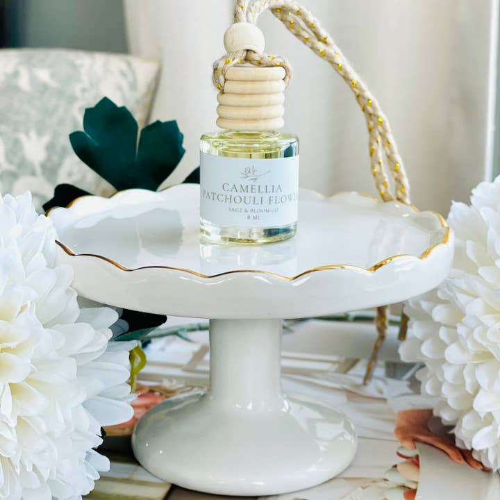 Camellia Patchouli Flower Car Diffuser for wholesale by Sage and Bloom Co