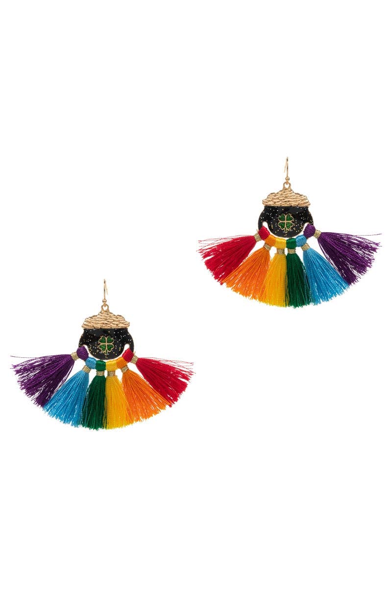 MUL Orecchini a uncino con nappine arcobaleno per il giorno di San Patrizio in vendita all'ingrosso su Faire1