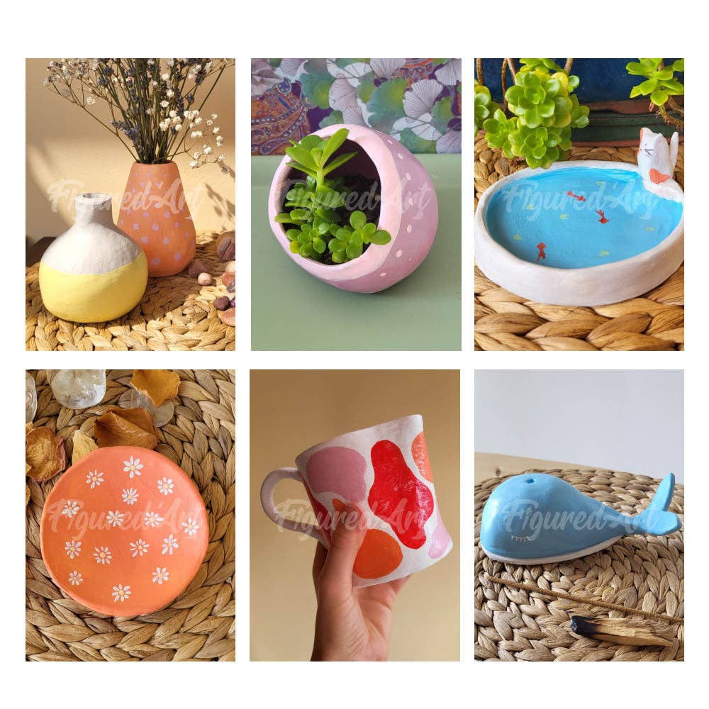 Figured'Art – Großhandel Bastelset – Modellier-Set aus selbsthärtendem Ton für Töpferarbeiten9