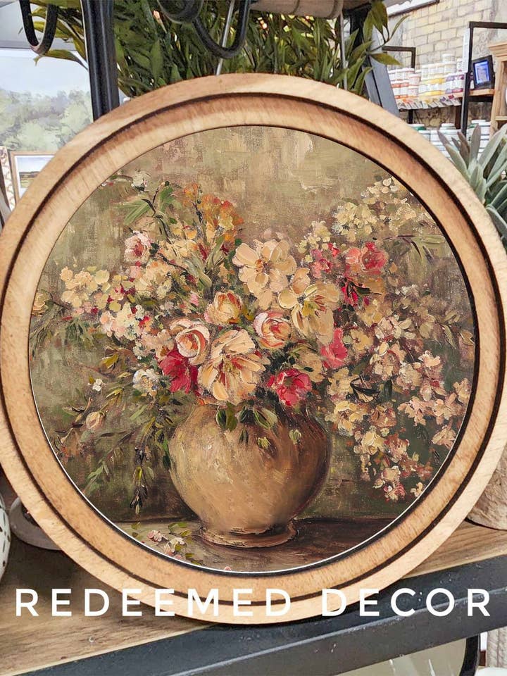 Art de vase floral rustique rond de 8 pouces pour la vente par Redeemed Decor