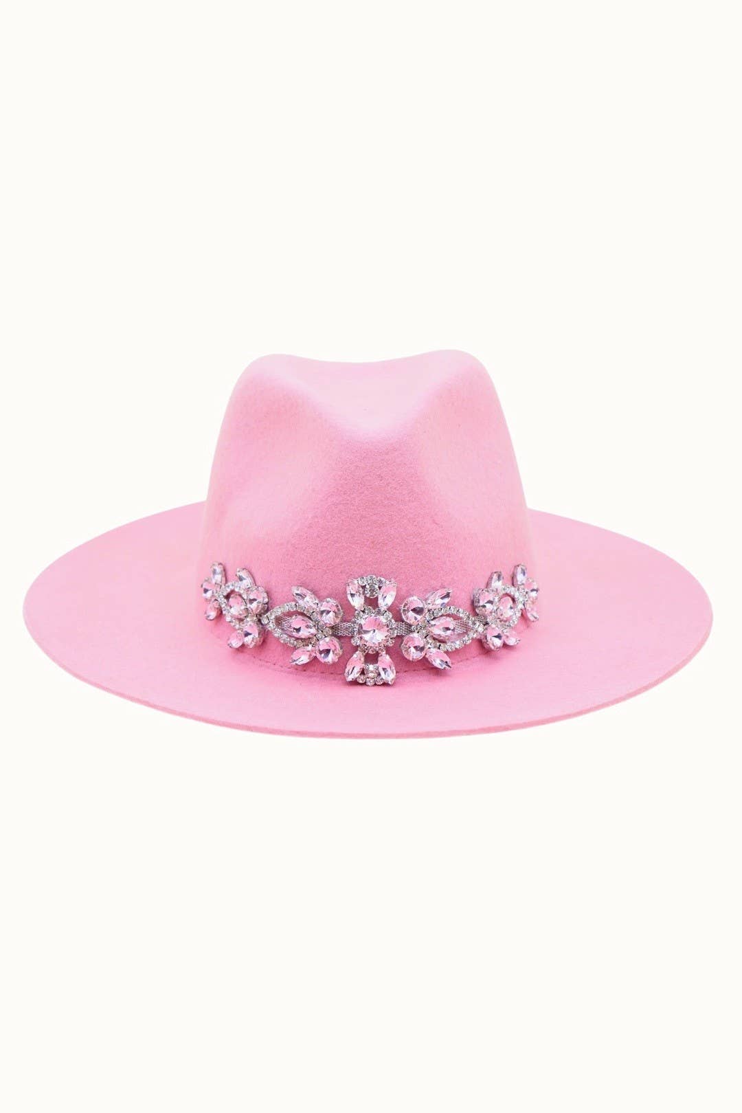 Olive & Pique - Vente Chapeau en feutre – unisexe - Bejeweled Glitz Travel Friendly, pliable, en feutre 100 % laine, ajustable, blush1