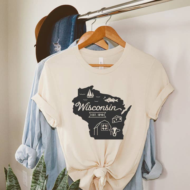 Wisconsin Vintage | Short Sleeve Graphic Tee | State Tee for wholesale by Olive And Ivory Wholesale